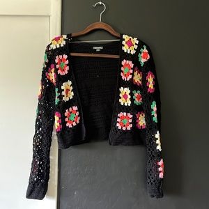 Black Crochet Cardigan